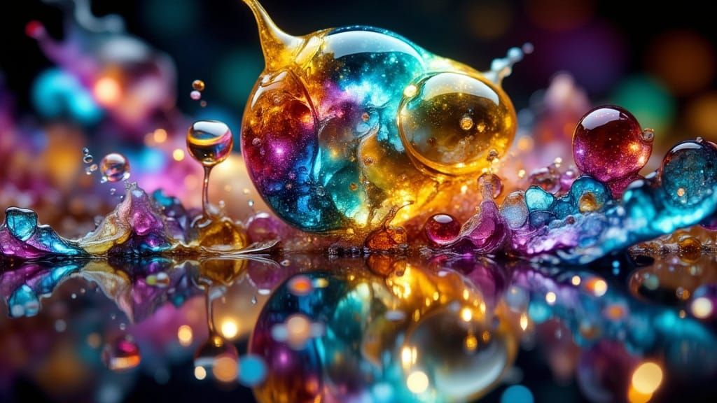 Vibrant Rainbow Fractal Reflection With Glitter