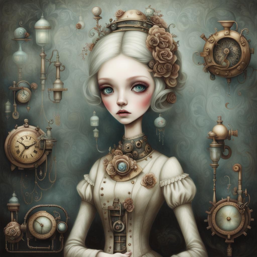 Surreal Girl in Mechano Visions Style