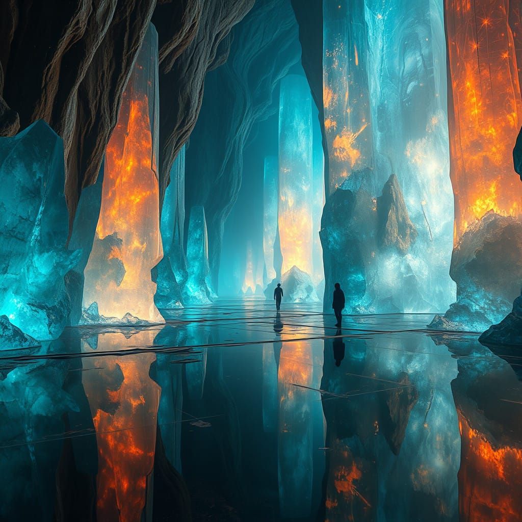 Surreal Cavern of Glowing Crystals in a Vibrant, Ethereal Wo...