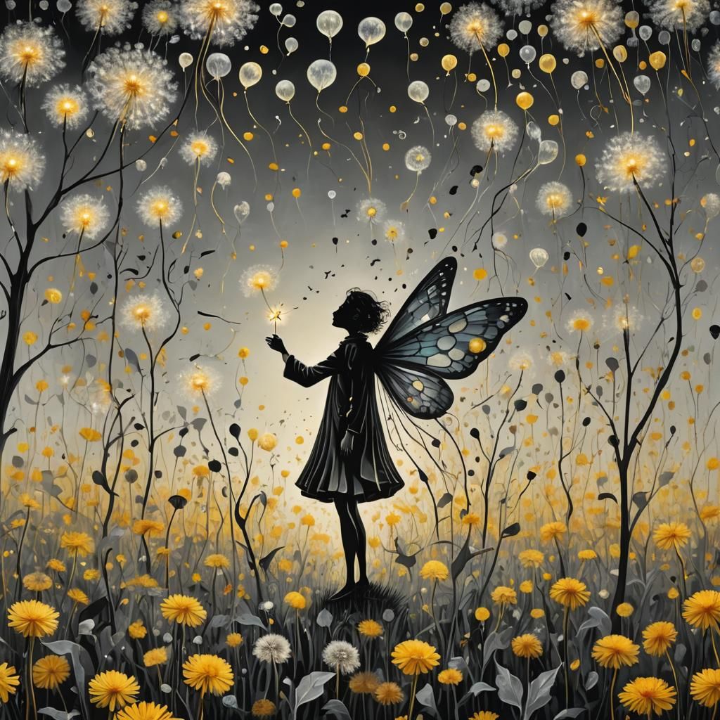 Winged Fairies in Surreal Dreamscape, Impressionistic Style