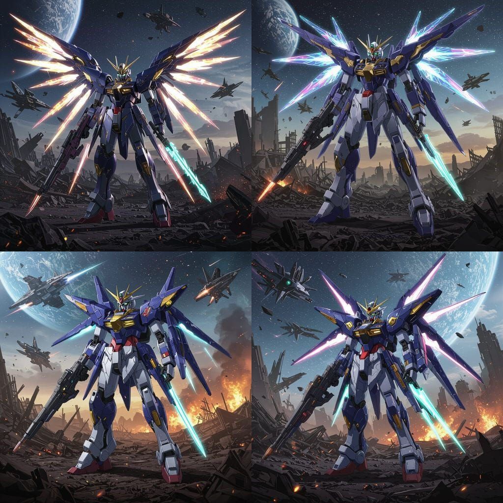 ZGMF-X99 Seraph Aeternus Gundam in Ruined Battlefield