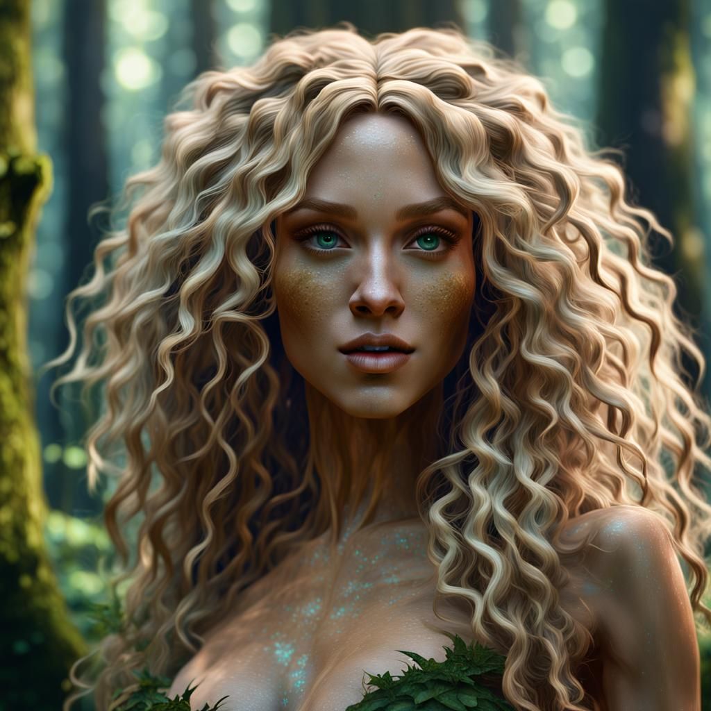 Forest Nymph Frolicking: Detailed Fantasy Art