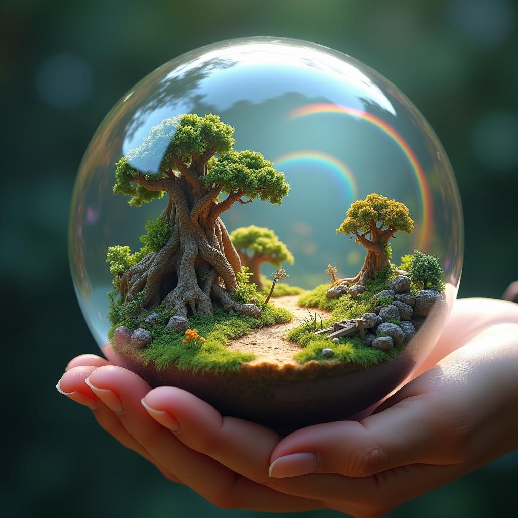 Miniature Fantasy World in Glass Orb