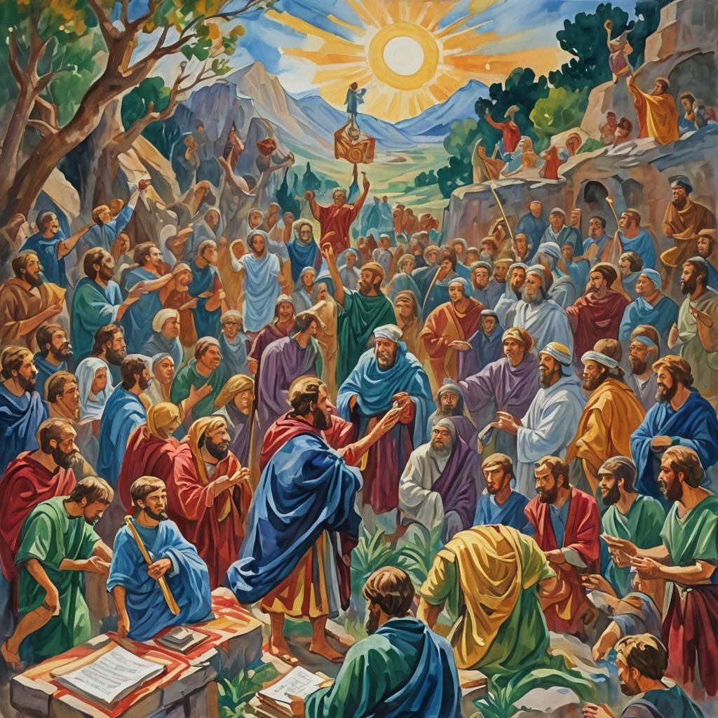 Earth Awaiting Divine Revelation in Gouache Style