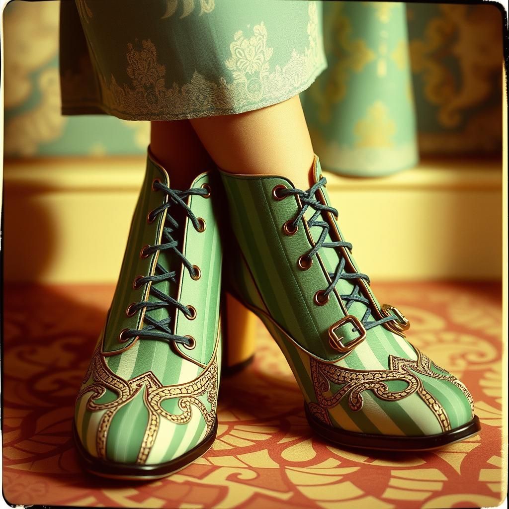 vintage shoes in shades of Green