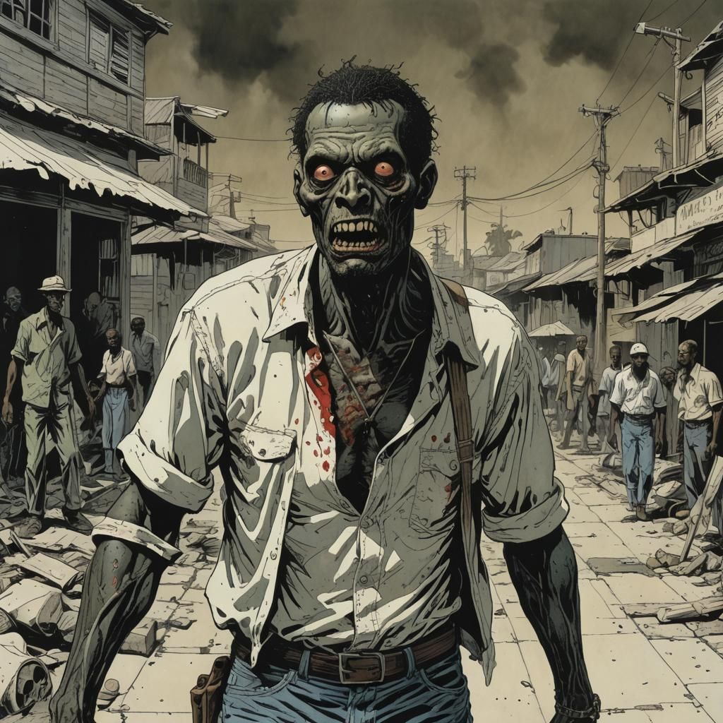 Attractive Haitian Zombie in Comics Style