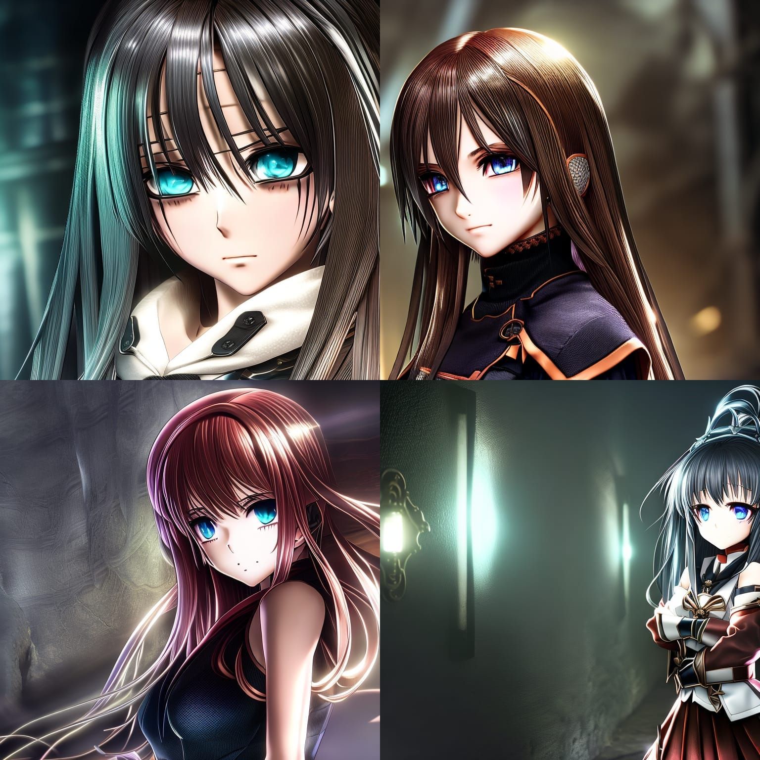 Cute Anime Girl Dark Portrait in 8K HDR