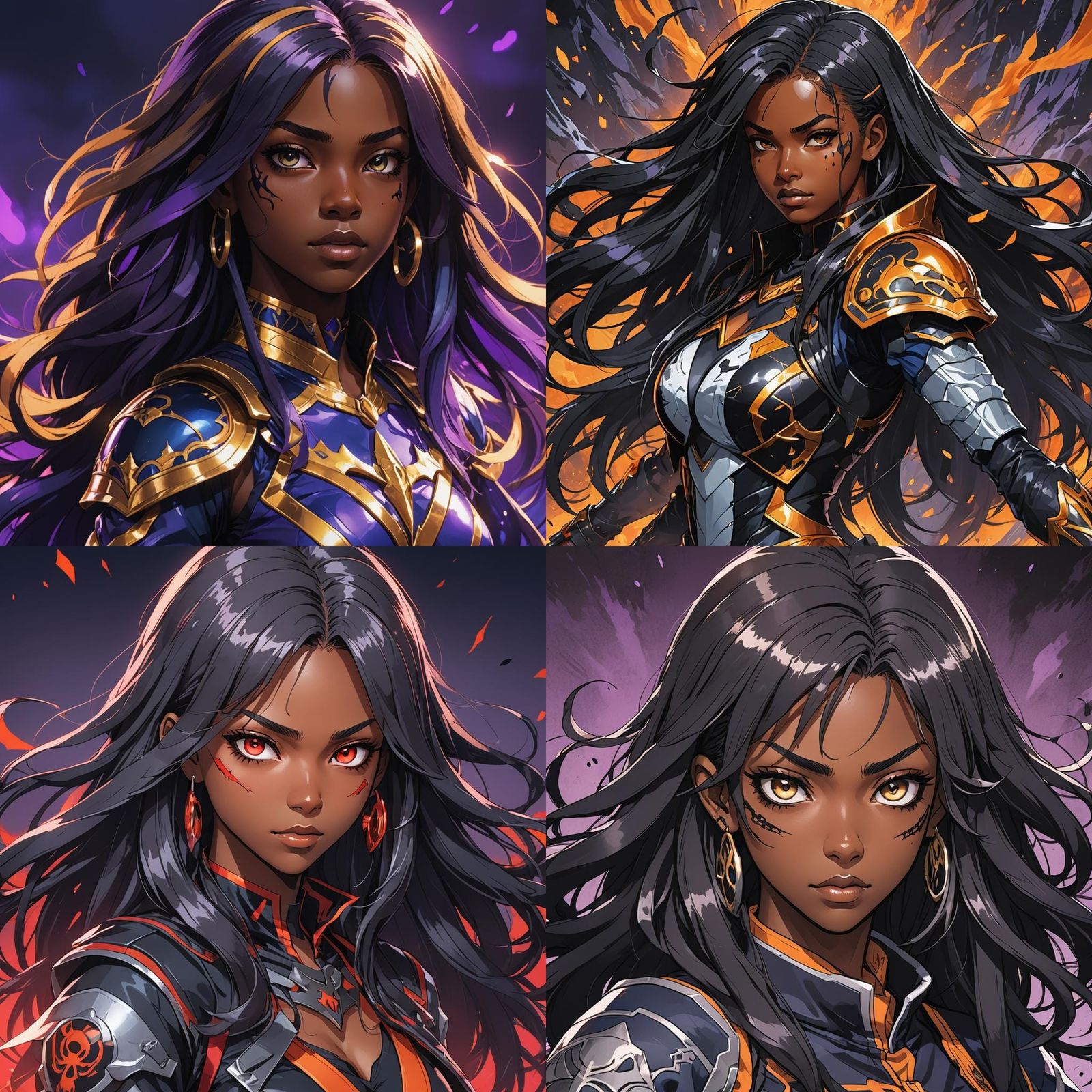 Anime Style Black Teenage Girl Fighter