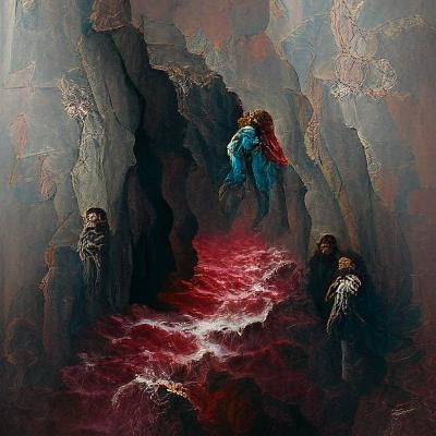 Horrific Chasm in Gustave Doré Style