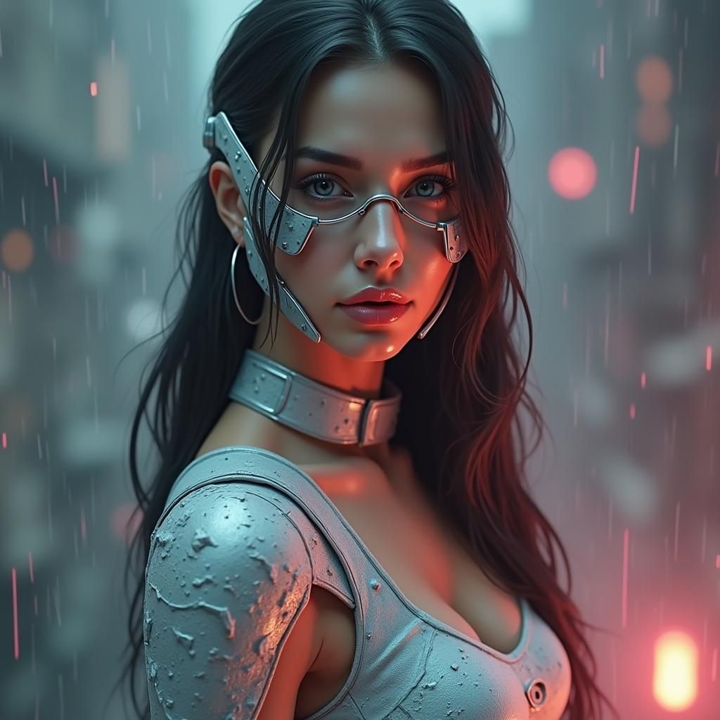 Futuristic Knight in Dystopian Cityscape