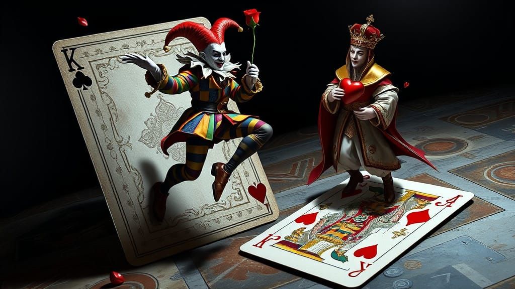 Gothic Joker Leaps from a Glossy Playing Card