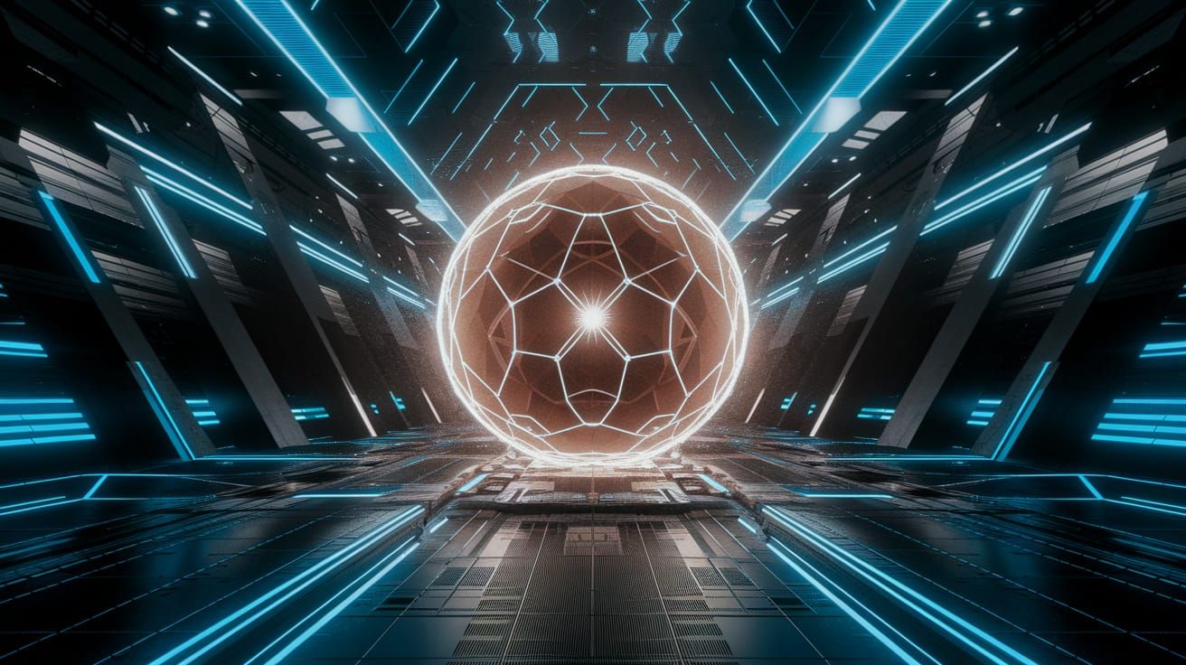 Glowing Cyberpunk Metropolis in Retrofuturistic Ruin