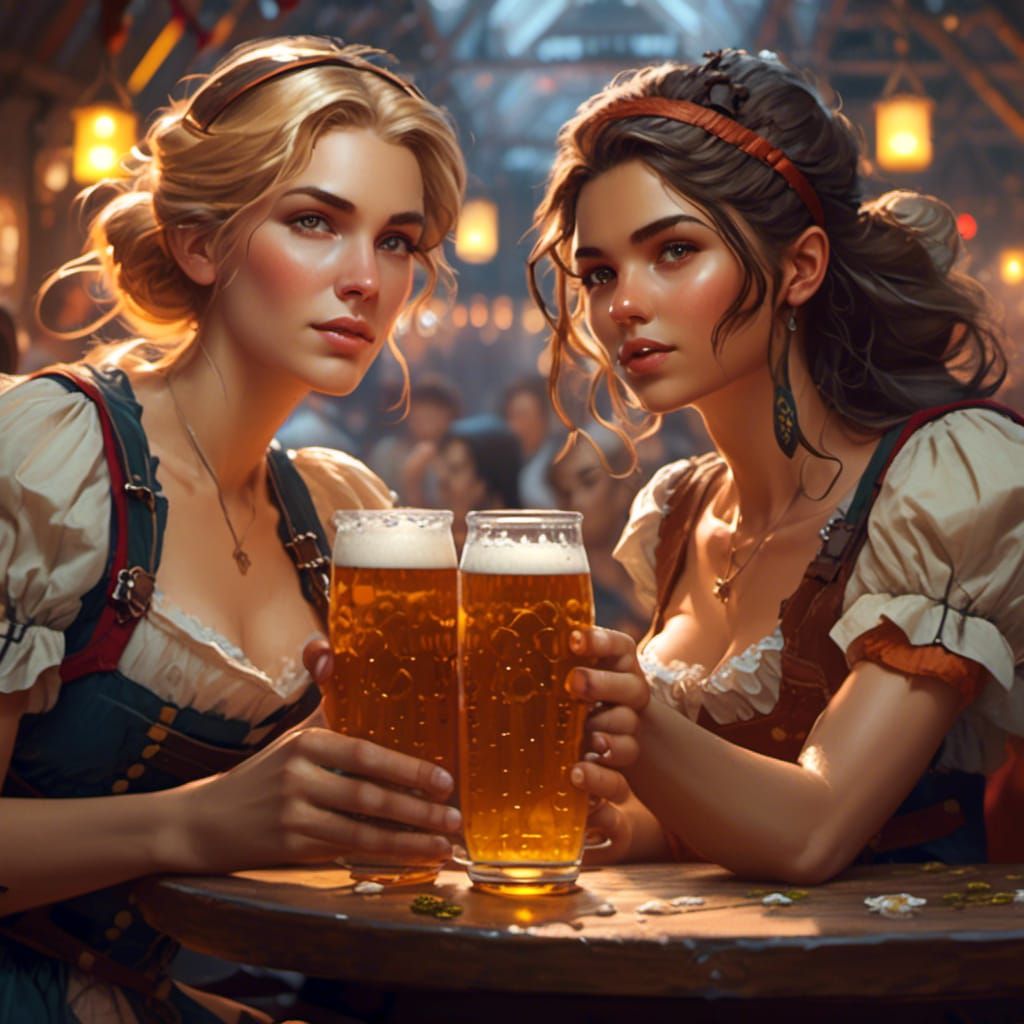 Oktoberfest Woman Portrait in Art Nouveau Style