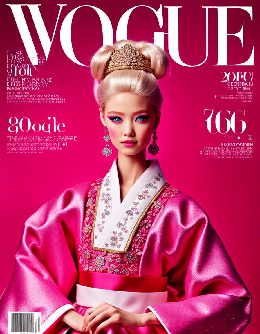Vogue Cover: Barbie as German Idol in Hanbok Dress