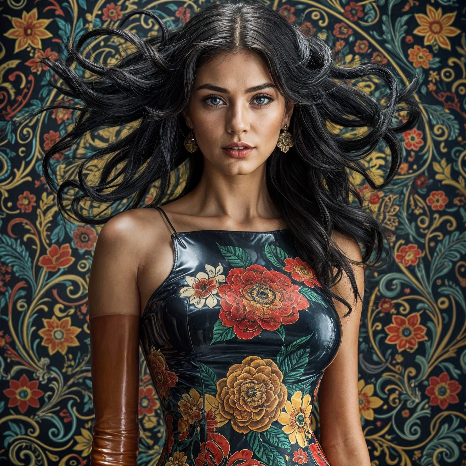 Mondrian Dress Woman In Colorful Hyperrealism