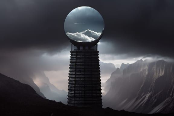 Giant Eye Through Clouds in Digital Matte Painting