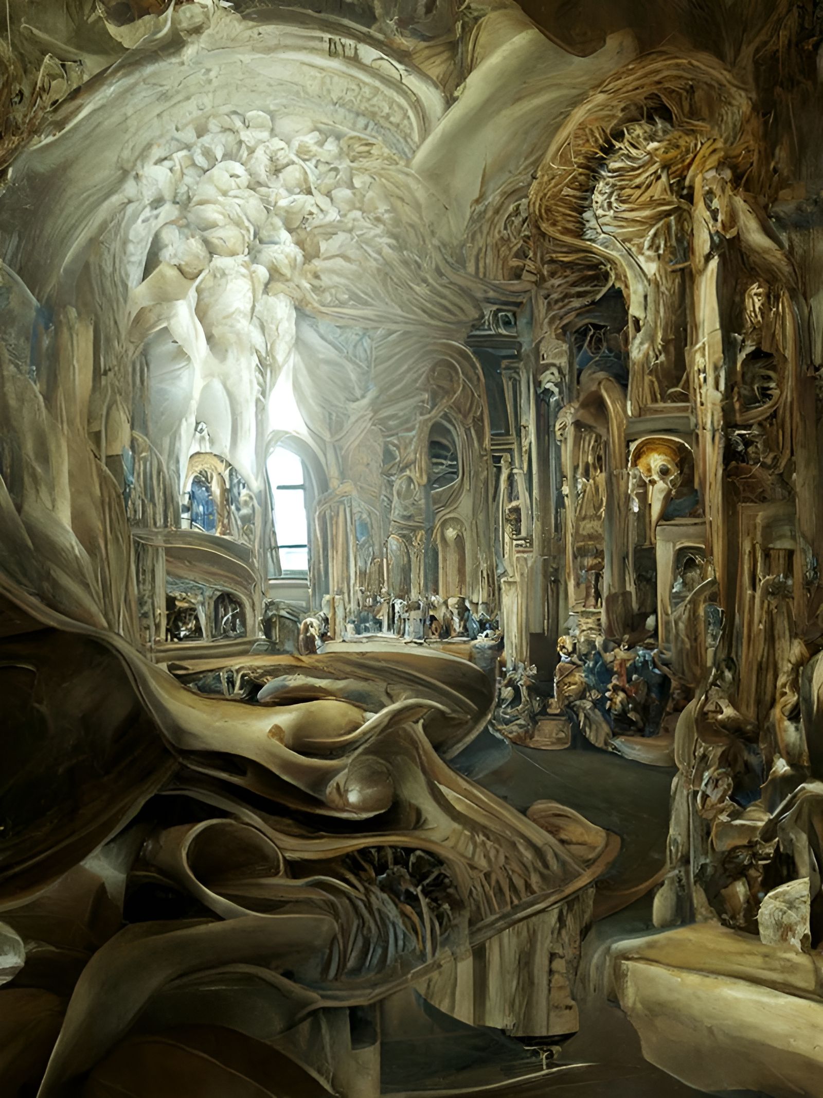Surreal interior landscape of the Alex Gray Cathedral