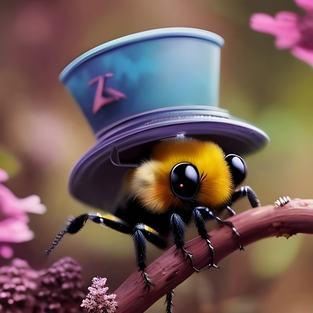 Chibi Bumblebee Portrait in Lush Garden