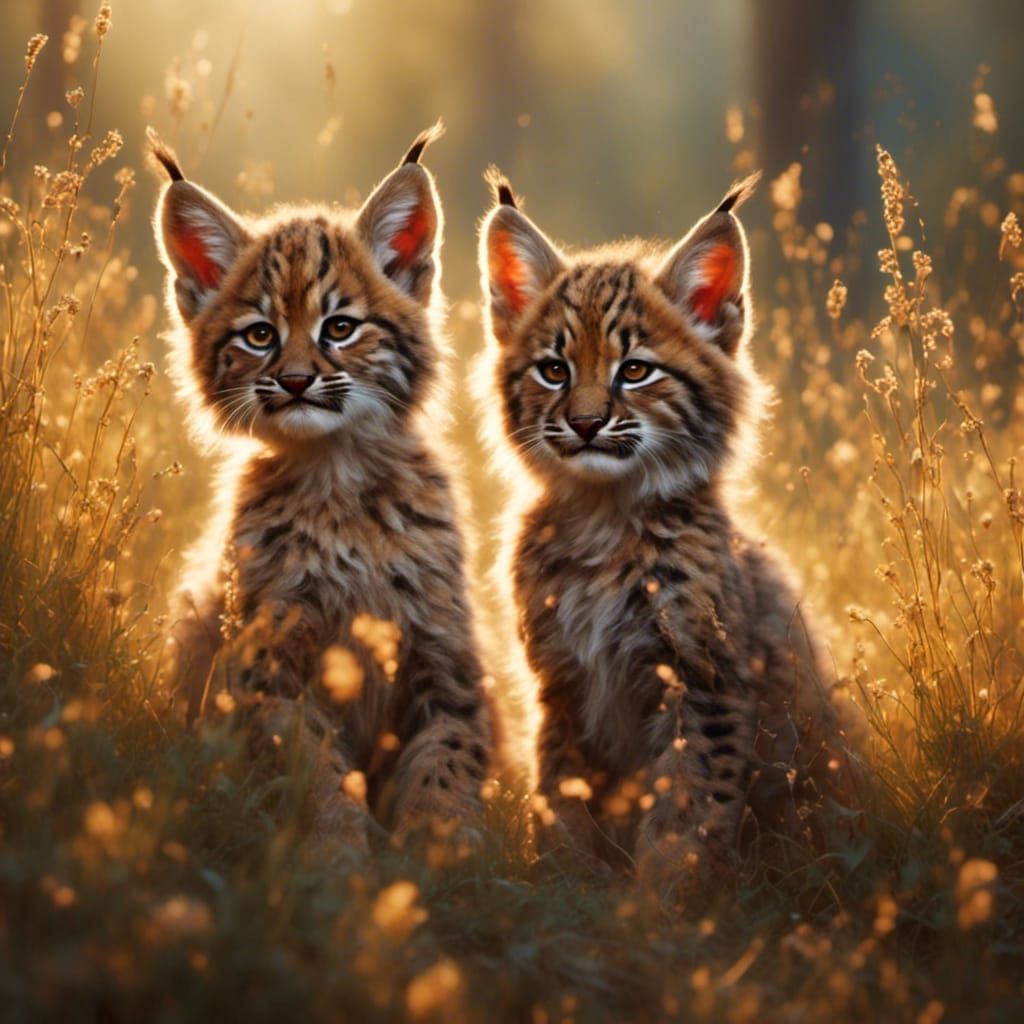 Bobcat Twins on Summer Grass IV