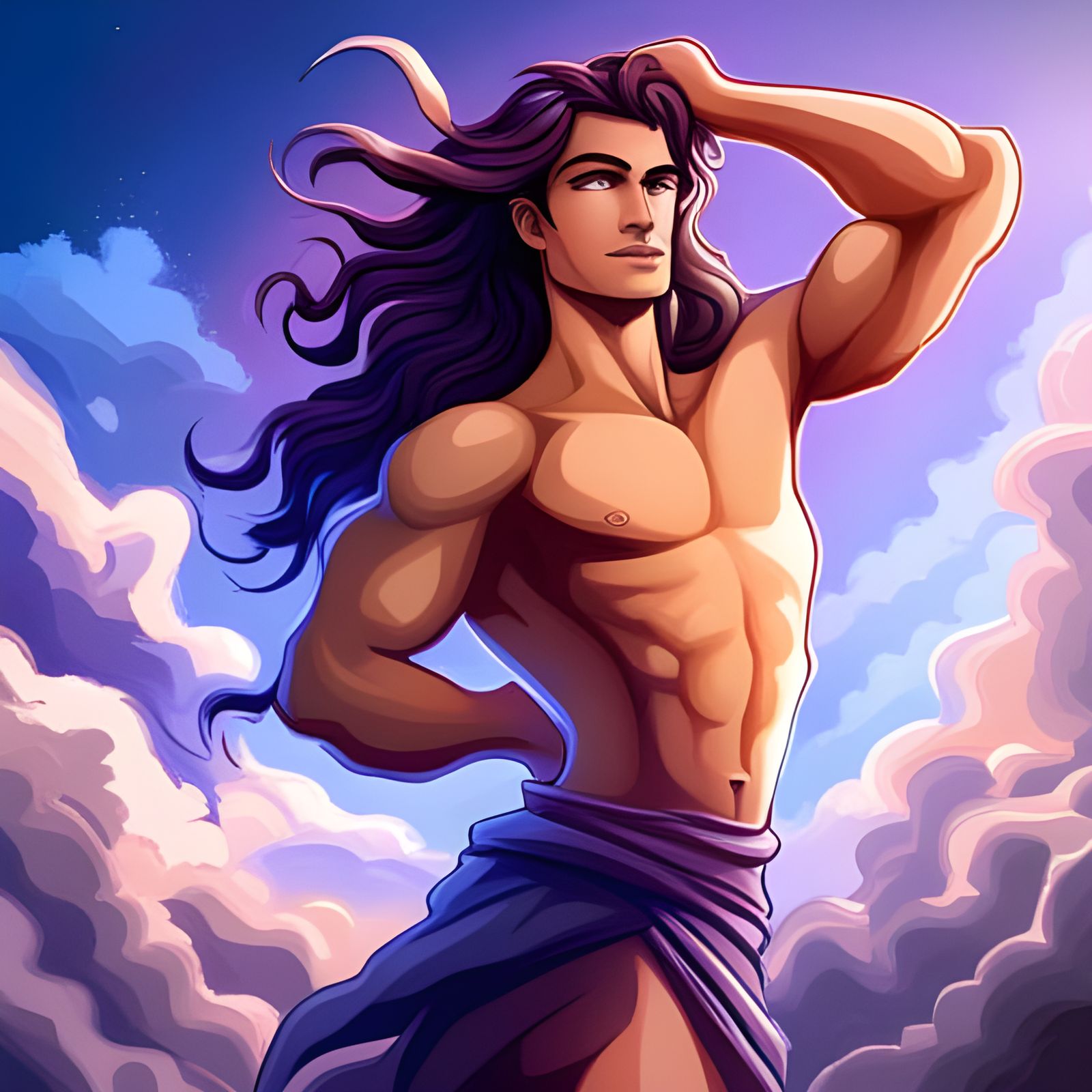 Eros, God of Desire in Cartoon Style