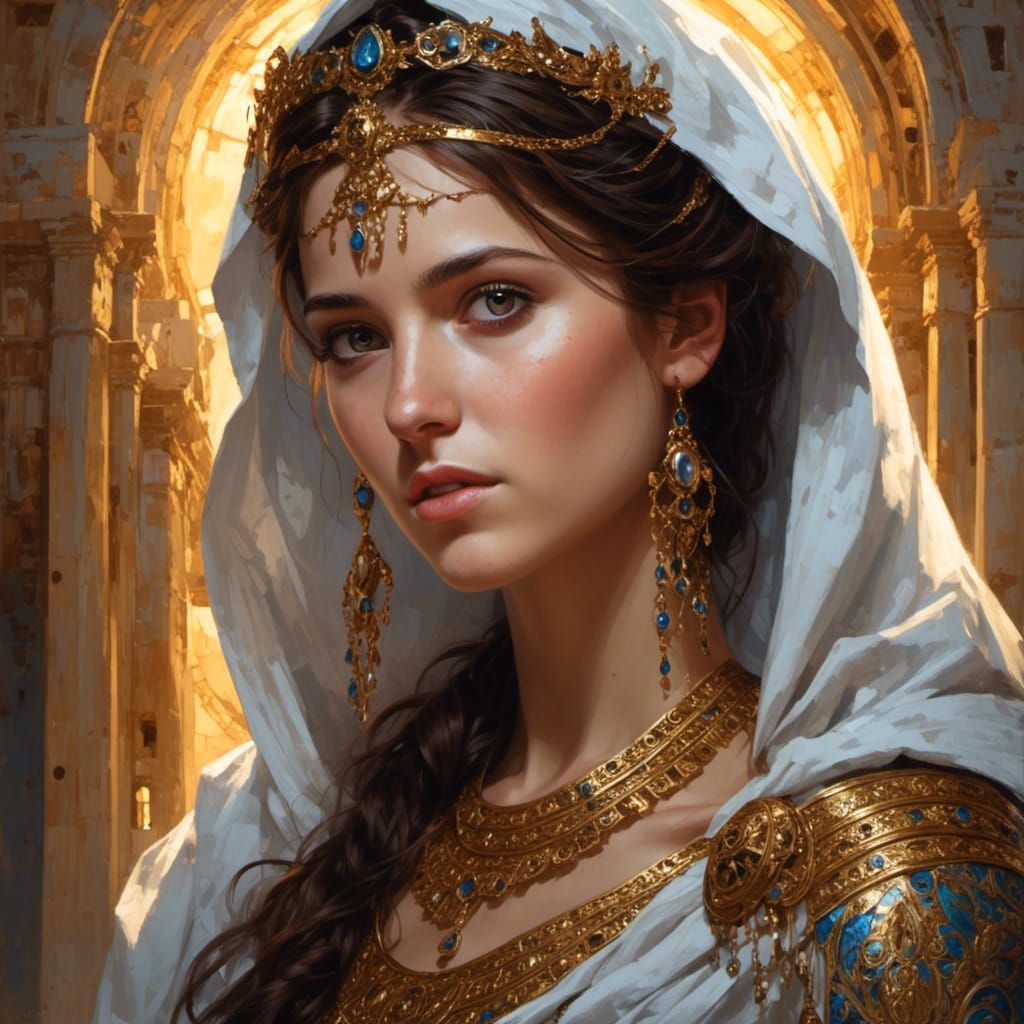 A portrait of a stunningly beautiful young greek woman with ...