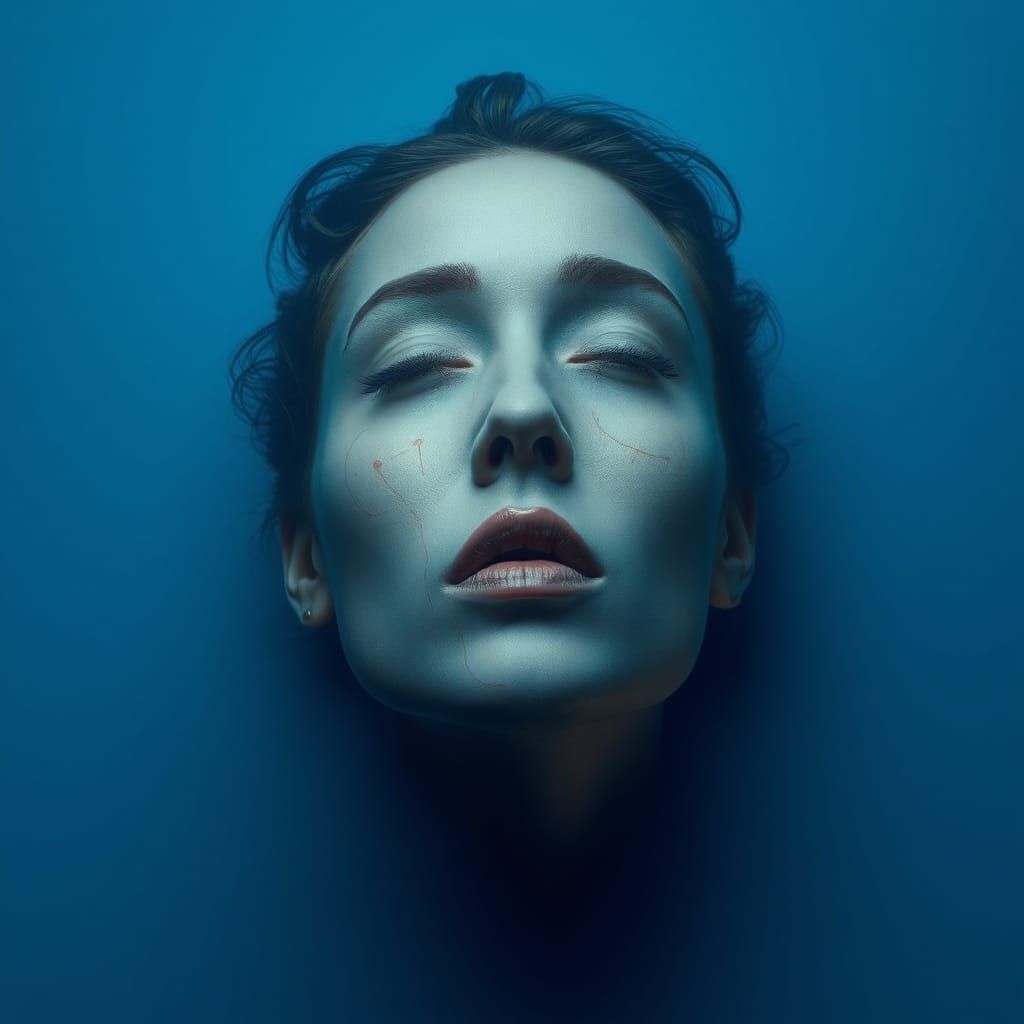 Surreal Melting Clock Portrait in Oil Painting Style