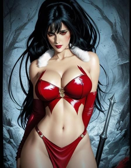 Vampirella in Medieval Scene, Anime Comic Art