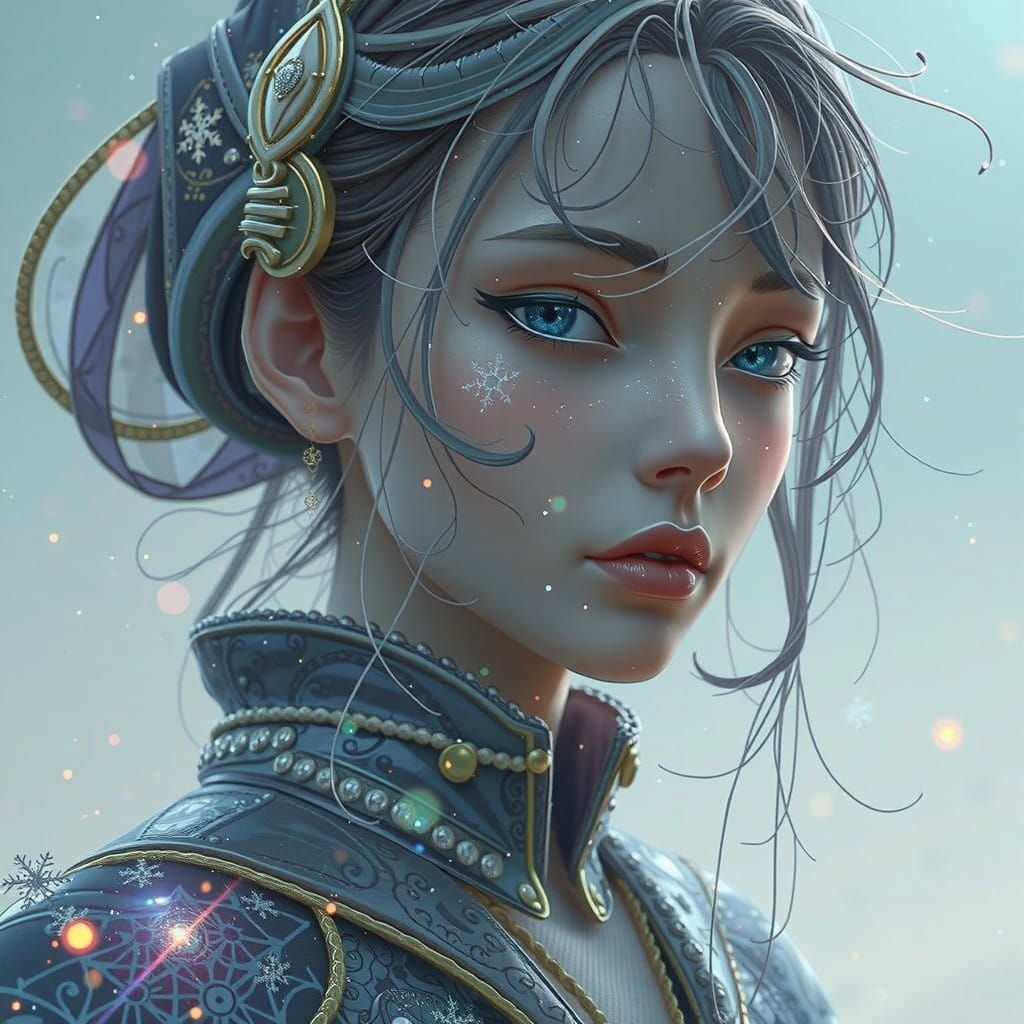 Iridescent Firefly in Enchanted Snowglobe Scene