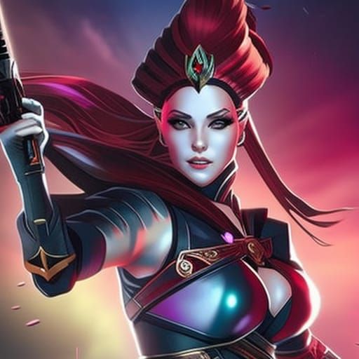 Fiery Princess Portrait in Detailed Digital Watercolor