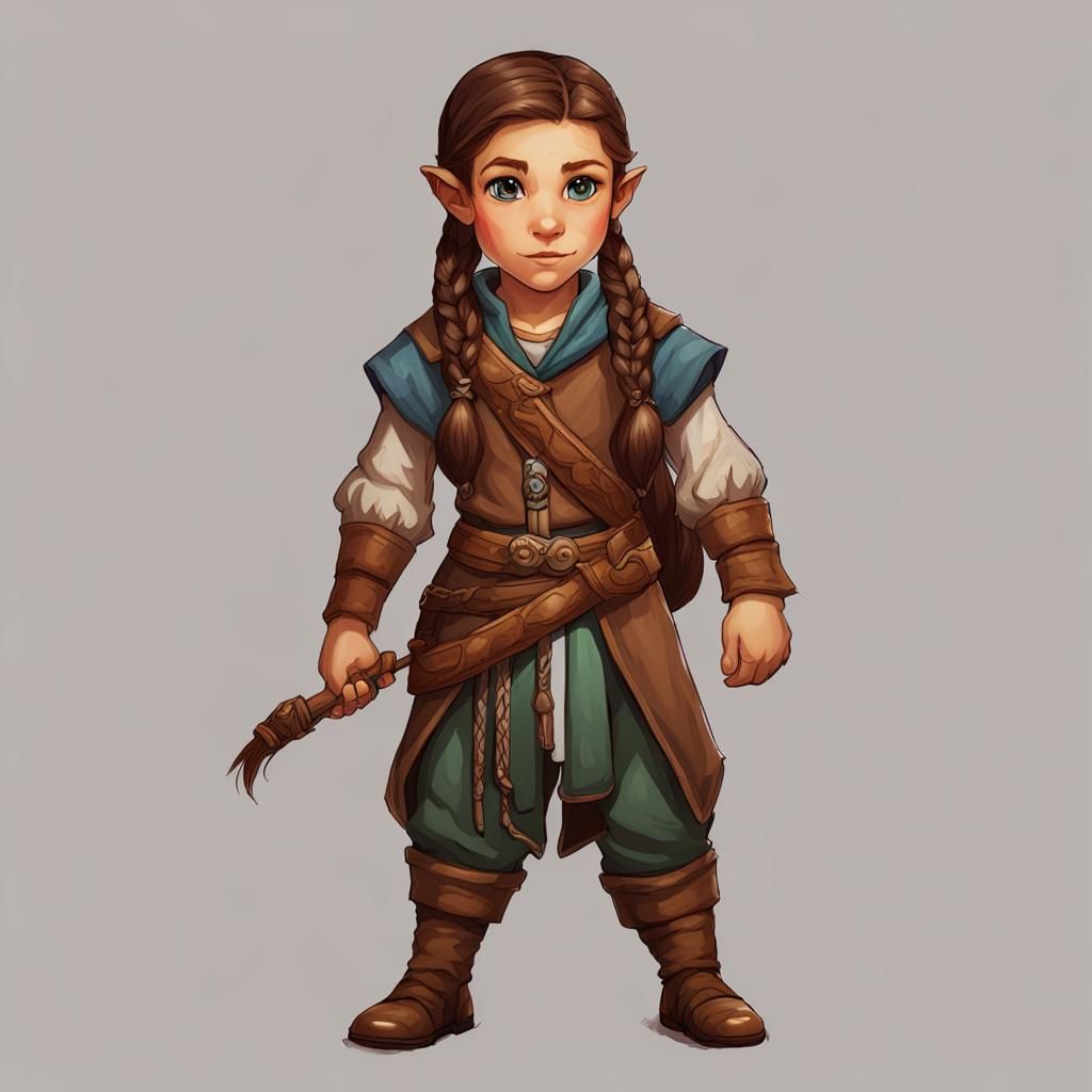 Female Halfling Portrait with Braided Hair