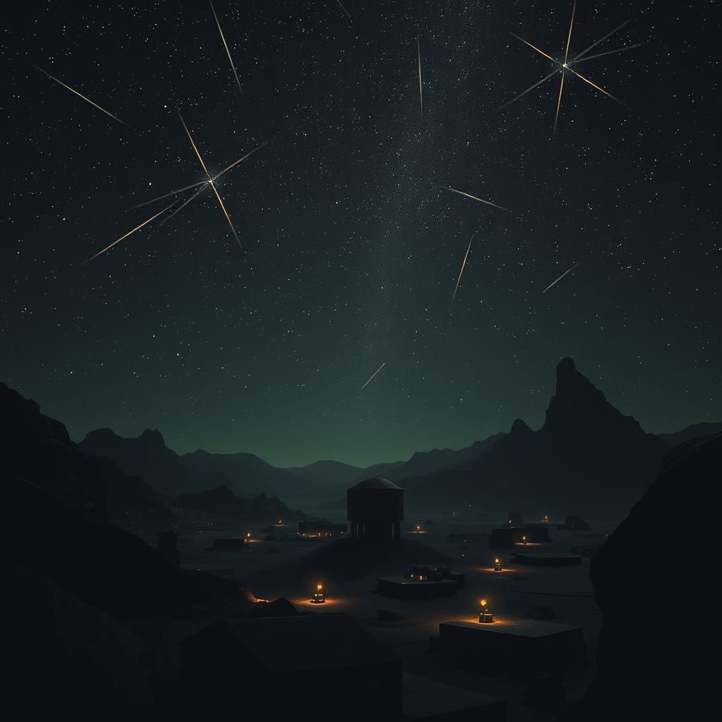 Surreal Solarpunk City Under Starry Night Sky