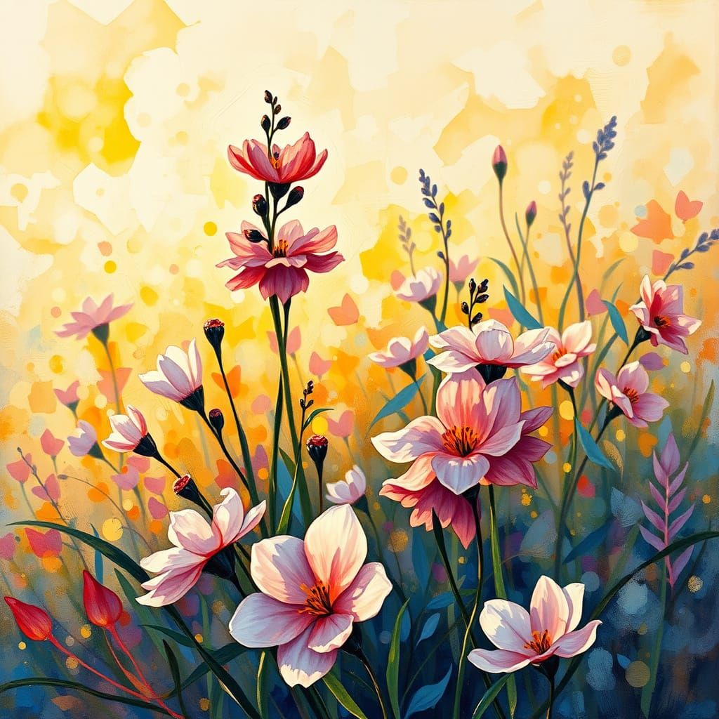 Vibrant Impressionist Bellflowers in Golden Hour Light