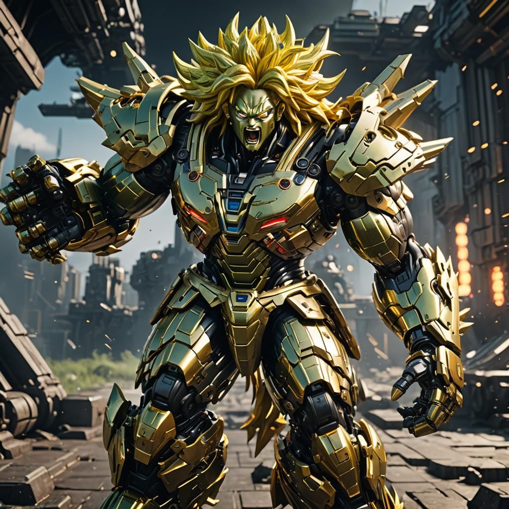 Broly Super Saiyan with Intricate Mech Details