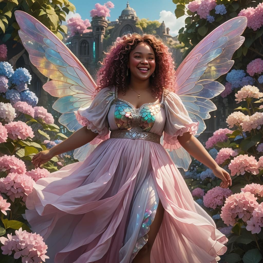 Plus-Sized Woman with Fairy Wings in Fantasy Art