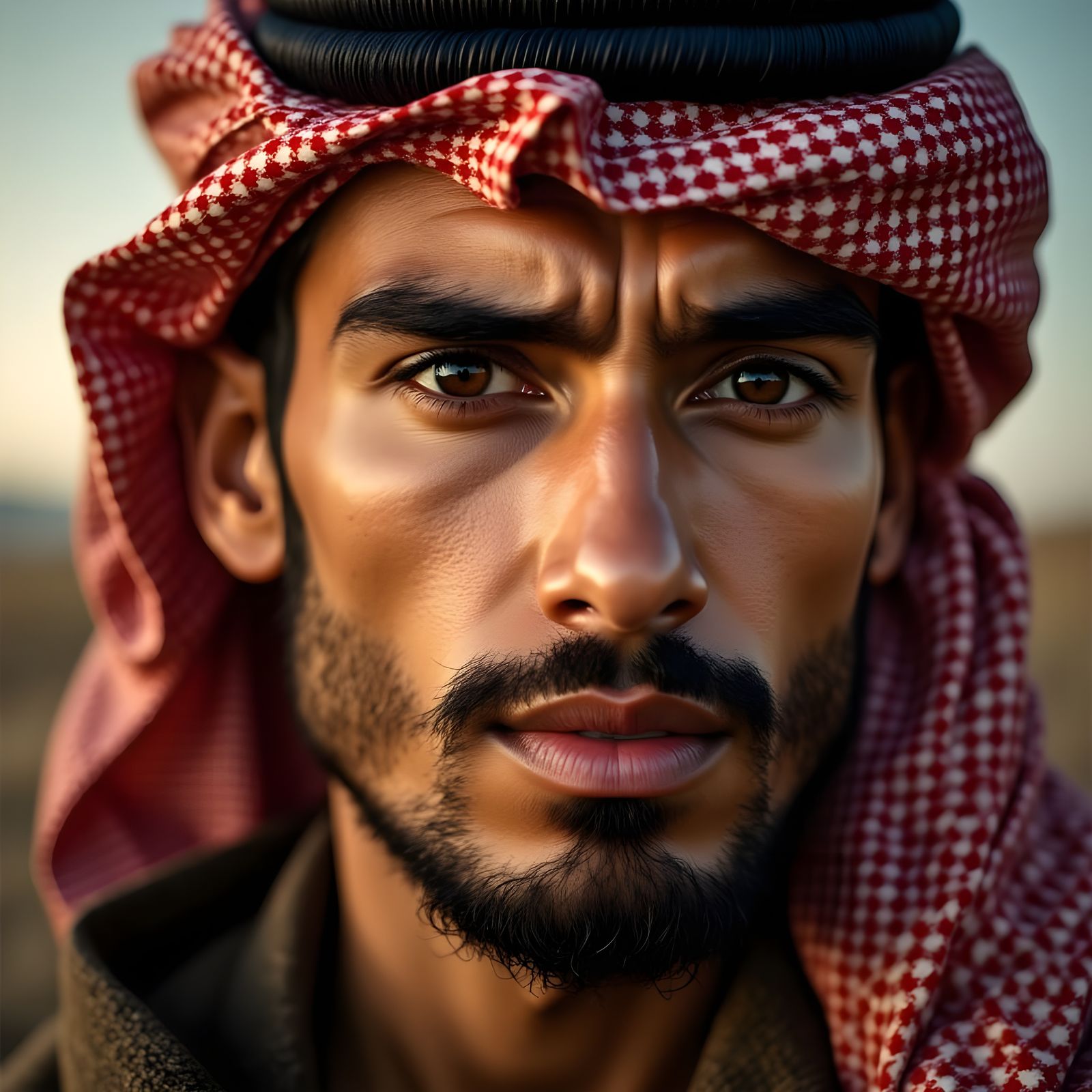 Elegant Portrait of Middle Eastern Man in Digital Art Style