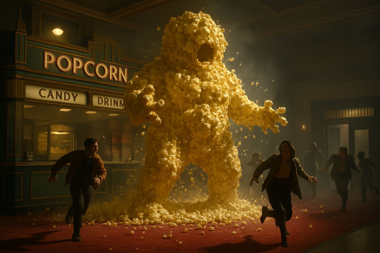 Giant Popcorn Monster Erupts From Concession Stand