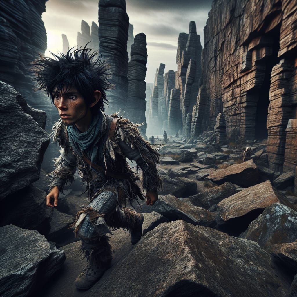 Rock Gnome Explorer in Prehistoric Landscape