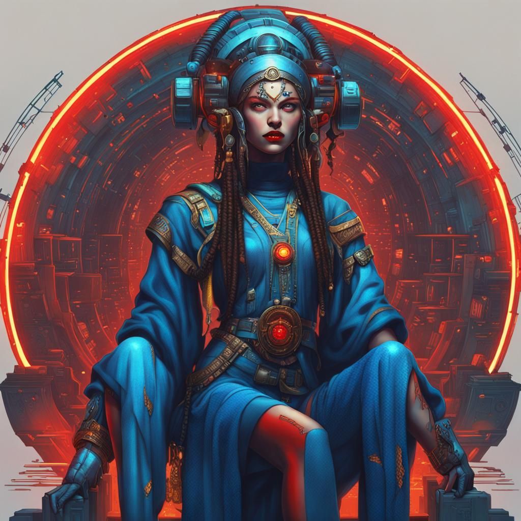 Goddesses of Beauty and Fertility in Cyberpunk Style