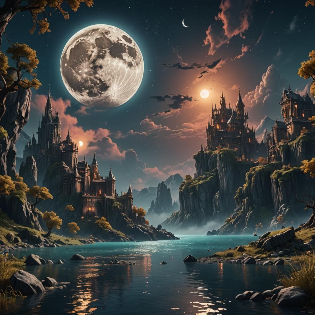 Moonlit Water: A Detailed Matte Painting