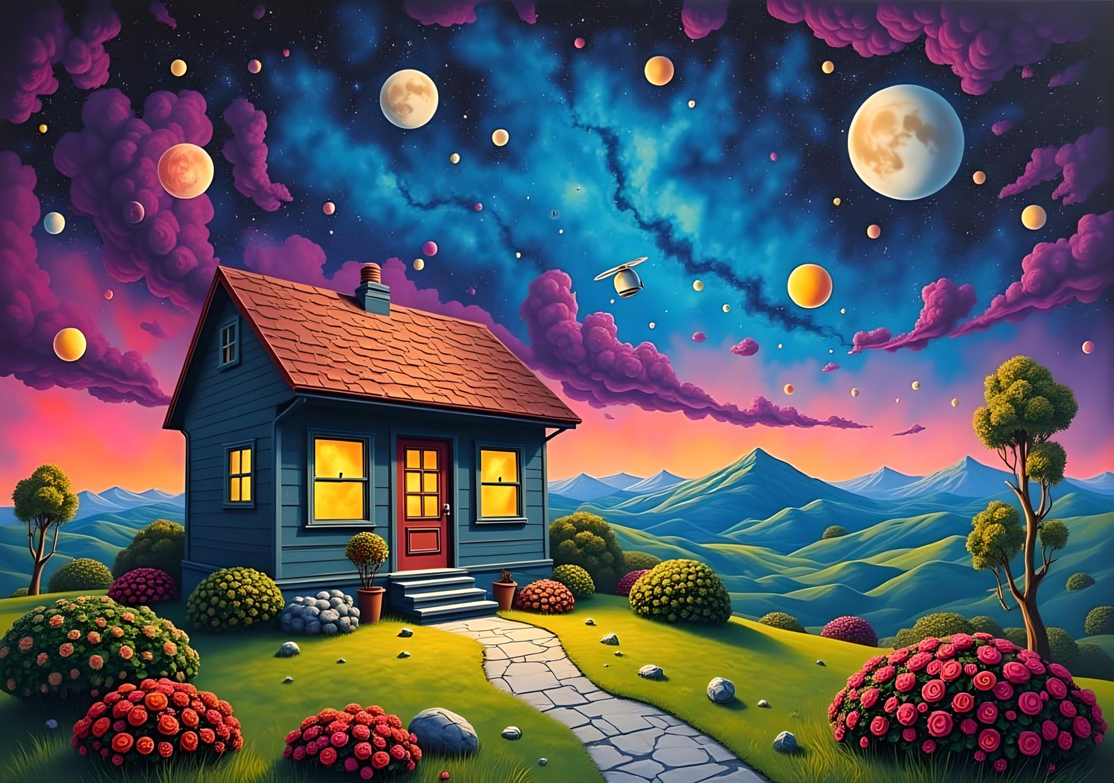 Vibrant Sci-Fi House Painting