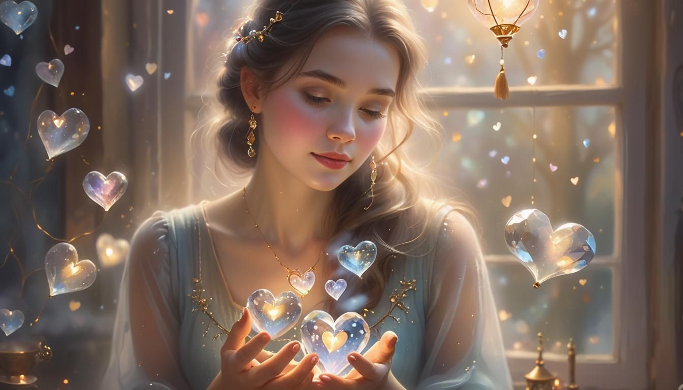Woman Crafts Crystal Hearts in Ethereal Workshop