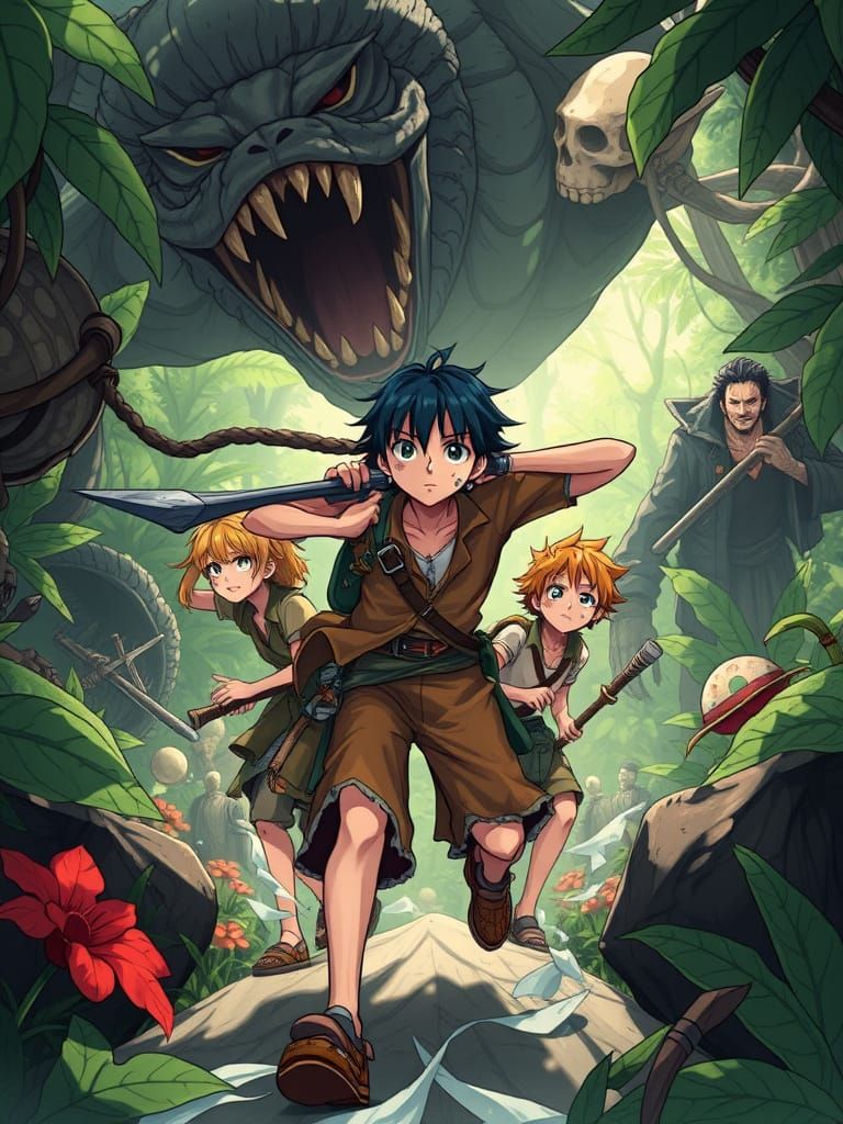 Anime Adventurers Battle Monsters in Treacherous Jungle