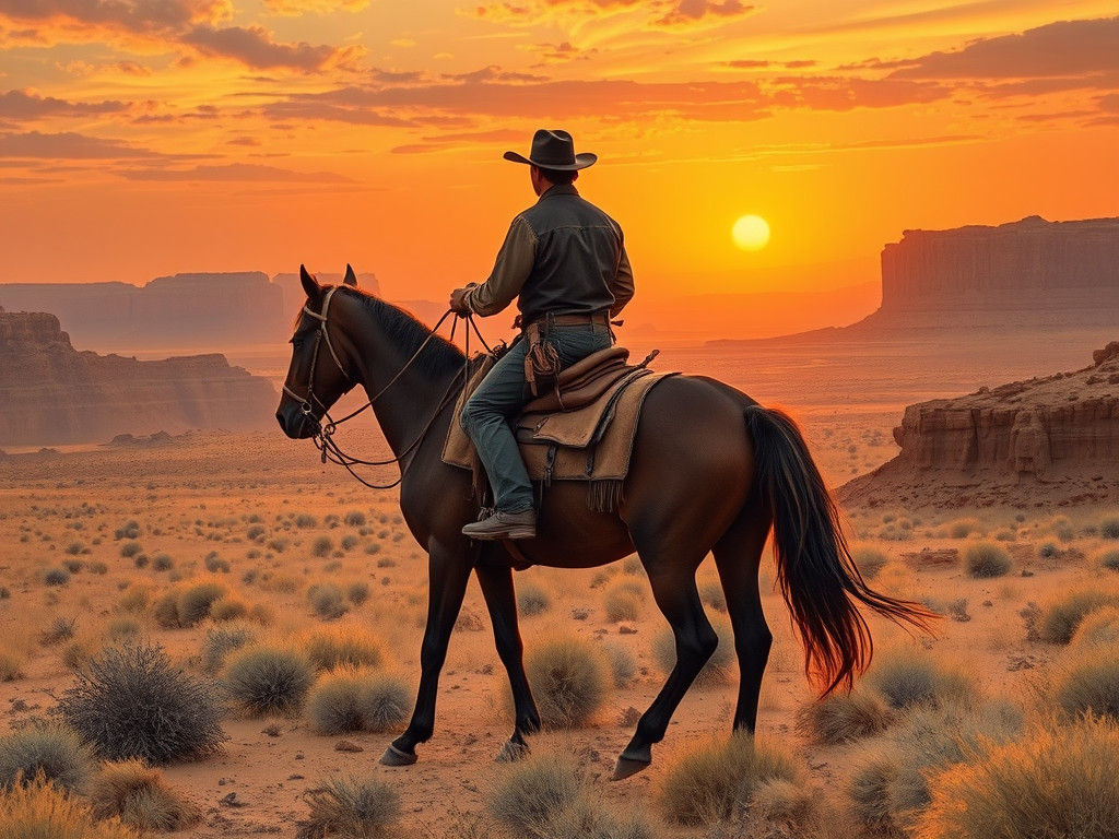 Cowboy Rides into the Sunset: Western Art
