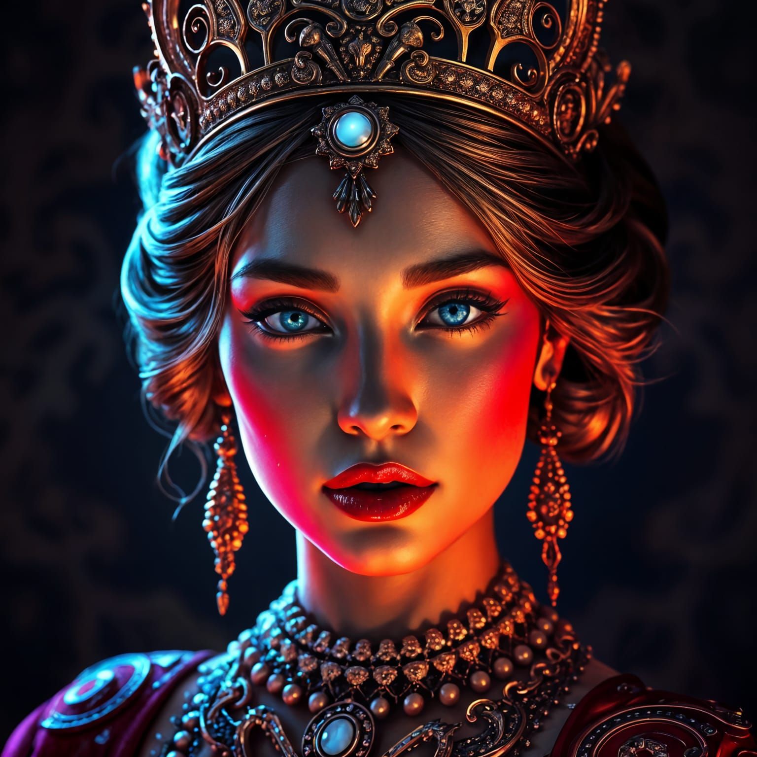 Ethereal Midnight Portrait in Triadic Colors