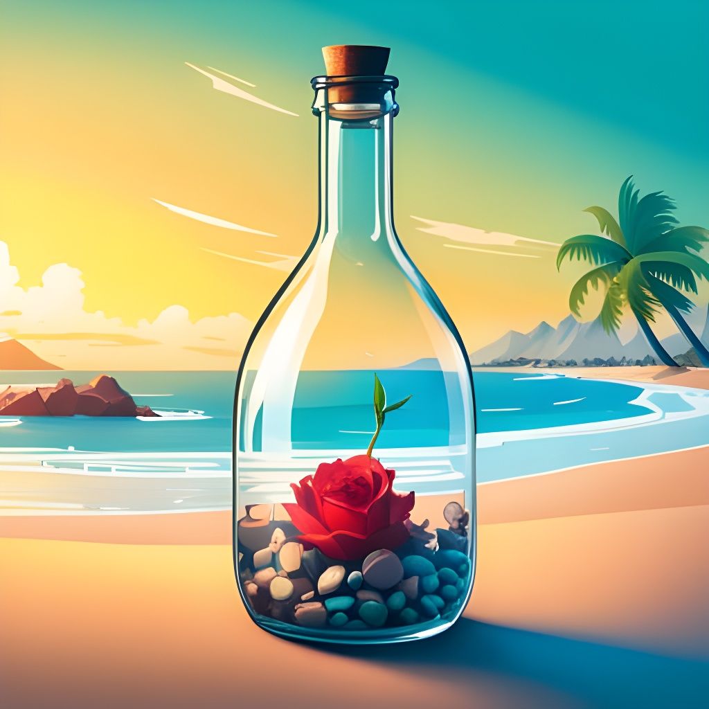 Message in a Bottle, Digital Illustration