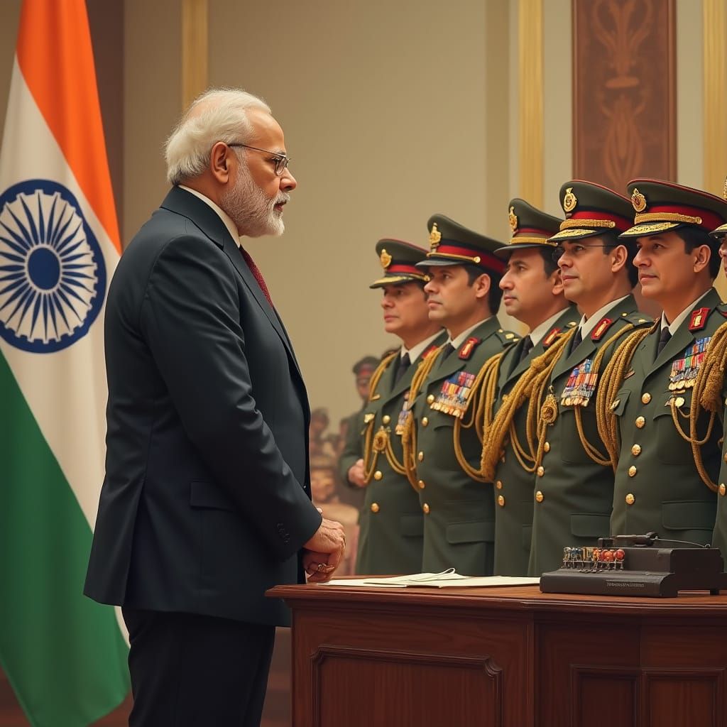 Narendra Modi at Indian Army Headquarters