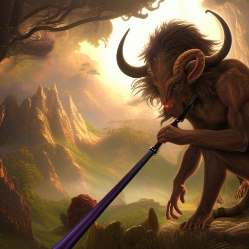 Satyr with Flute: Detailed Fantasy Art
