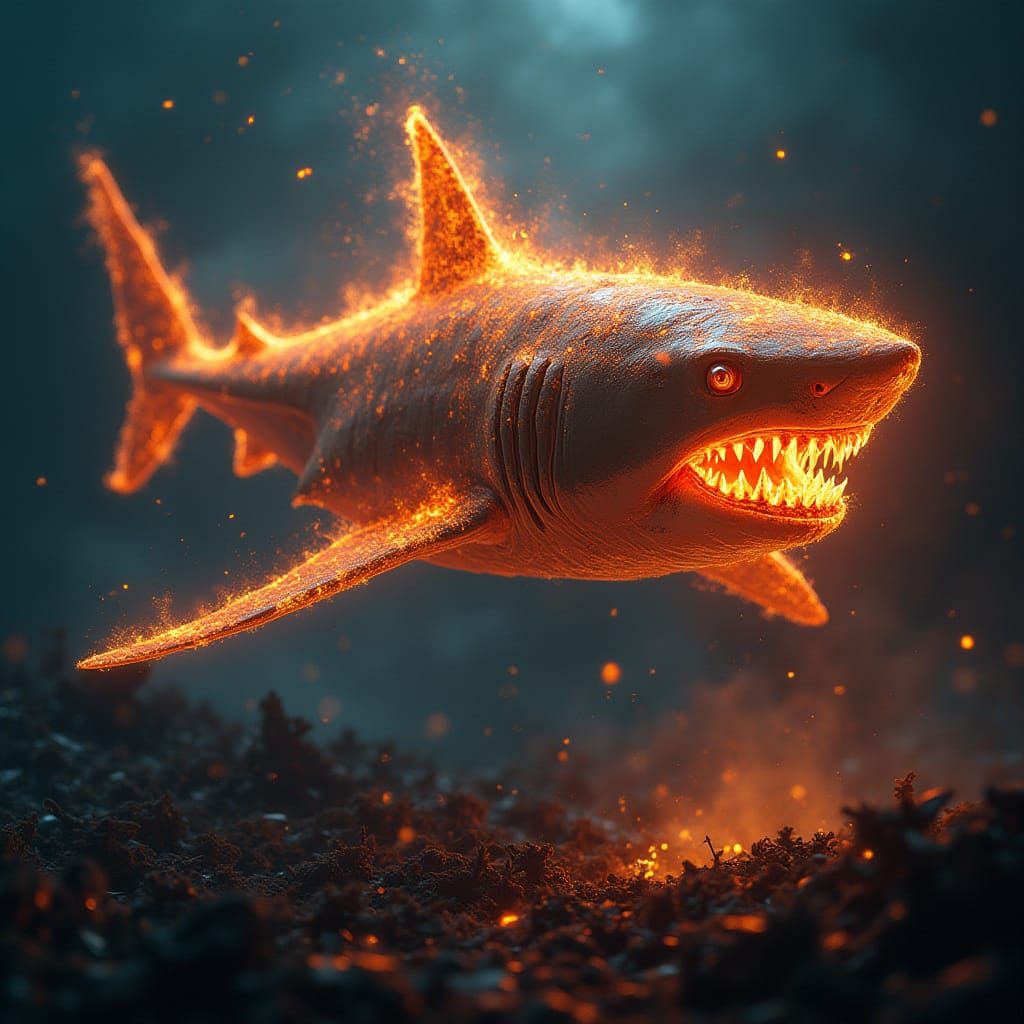 Shark Enveloped in Fiery Inferno