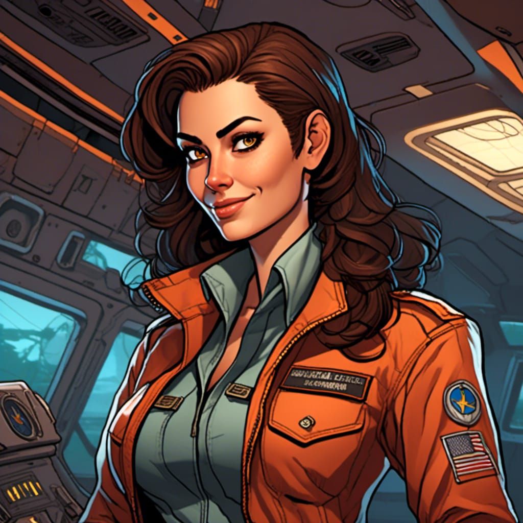Sci-Fi Pinup Pilot Girl Game Art Illustration