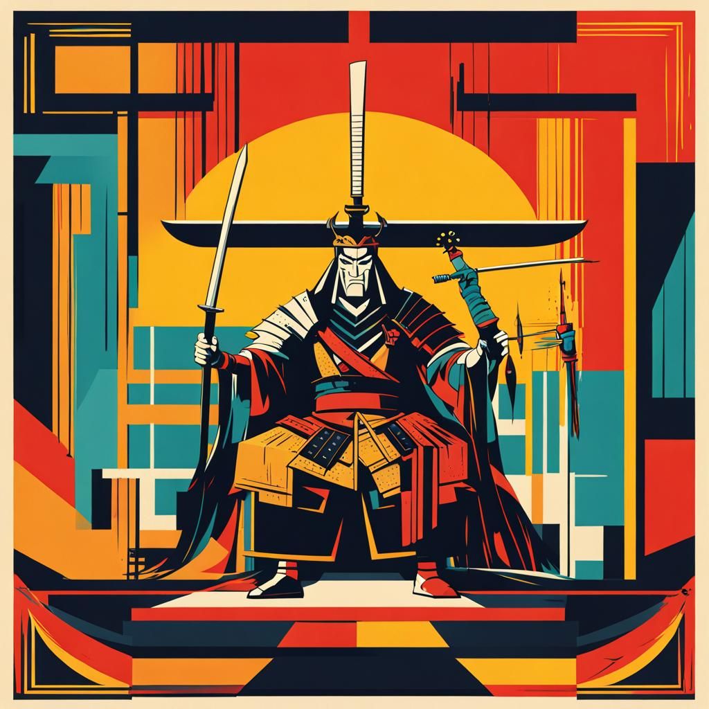 Samurai Jack in Geometric Pop Art Style